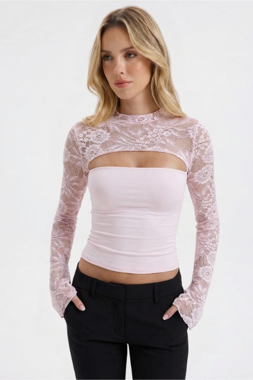 Floral Lace Cutout Long Sleeve Top