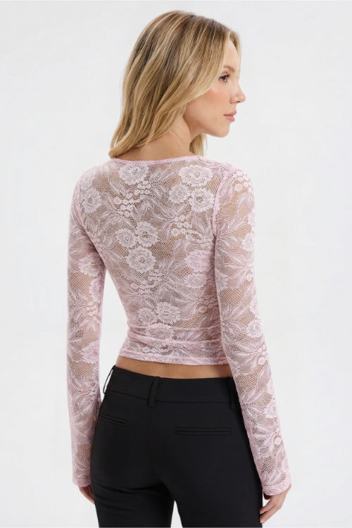 Floral Lace Cutout Long Sleeve Top