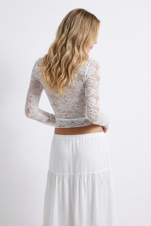 Floral Lace Cutout Long Sleeve Top