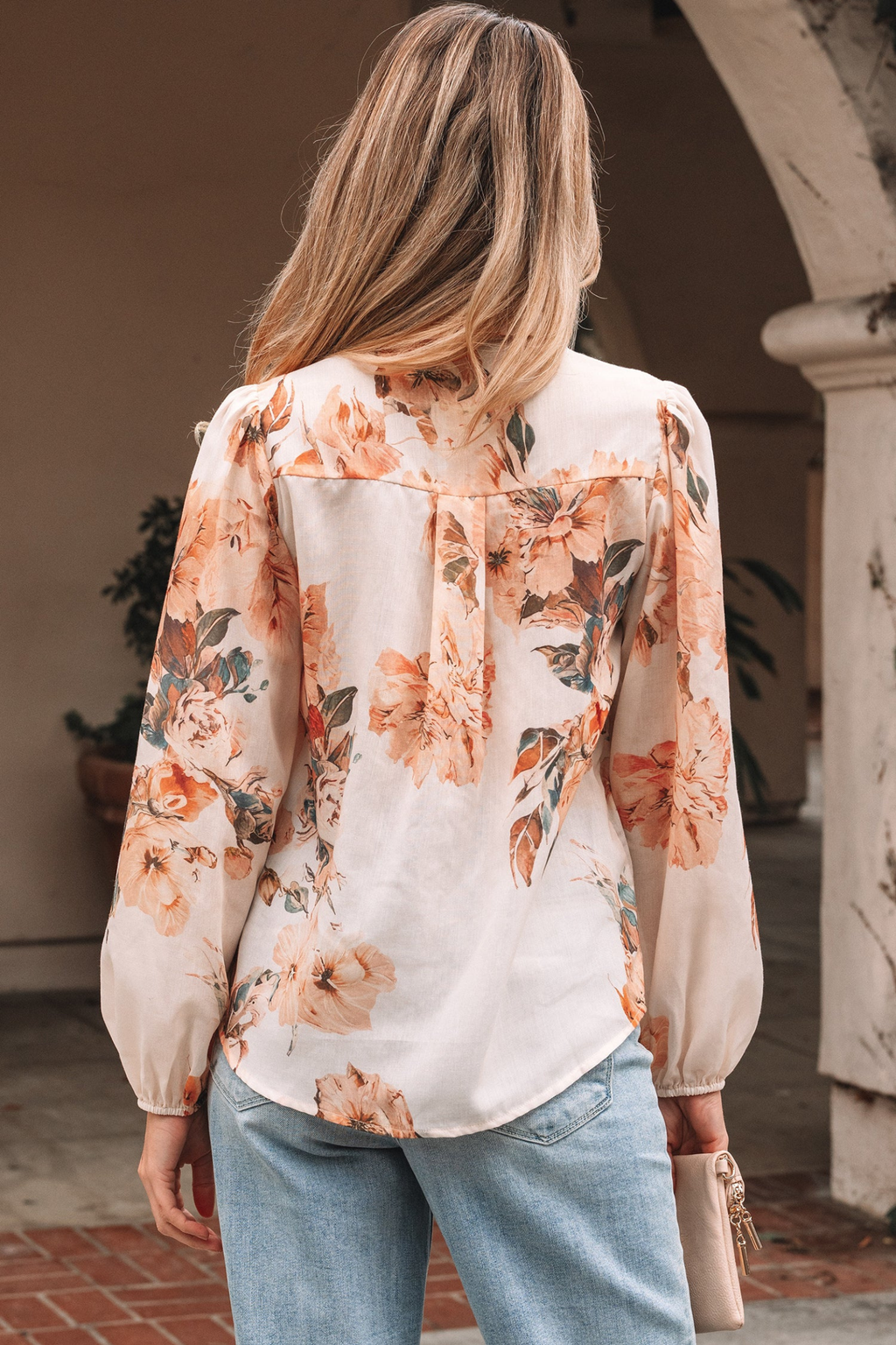 Floral Puff Sleeve Button Shirt