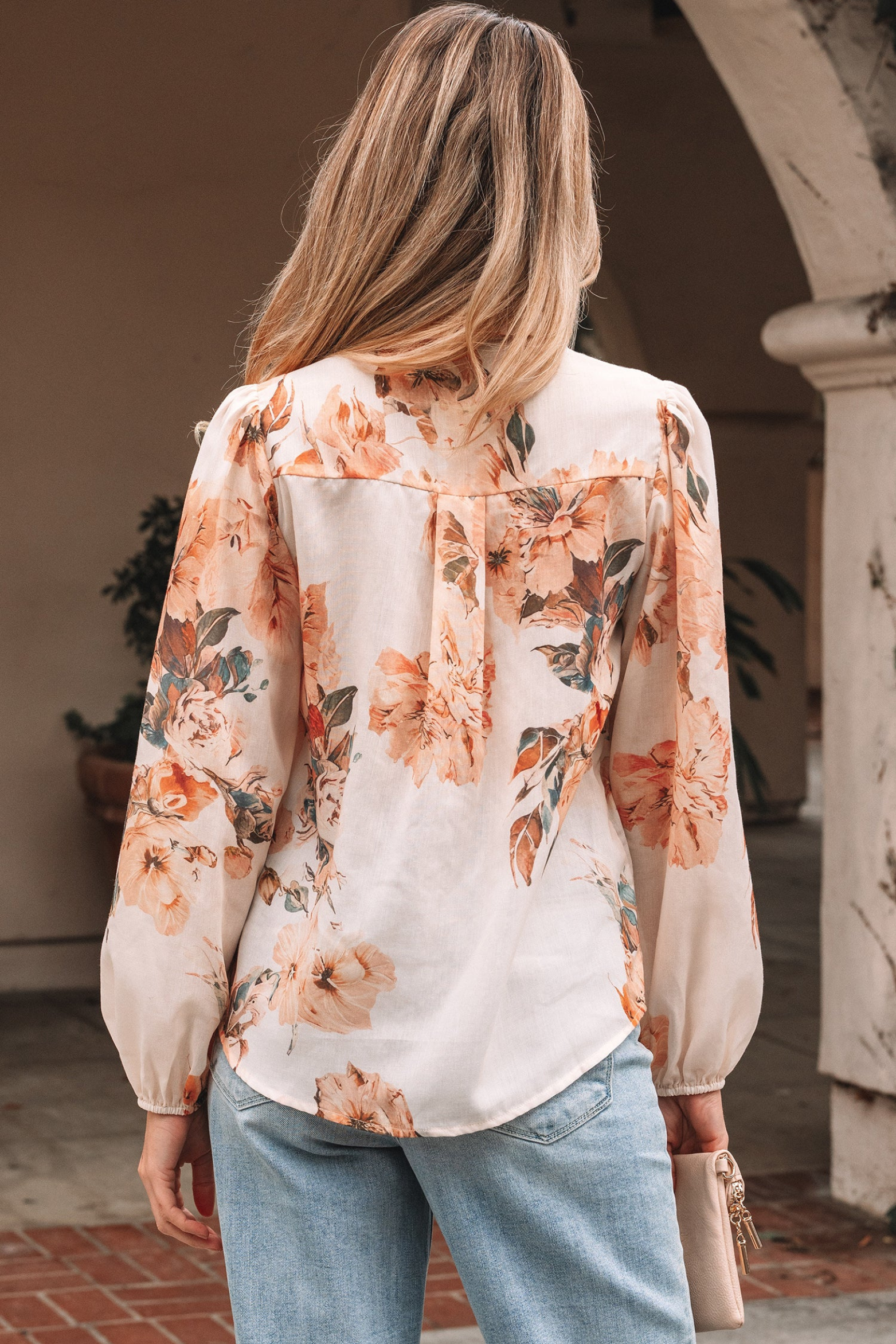 Floral Puff Sleeve Button Shirt