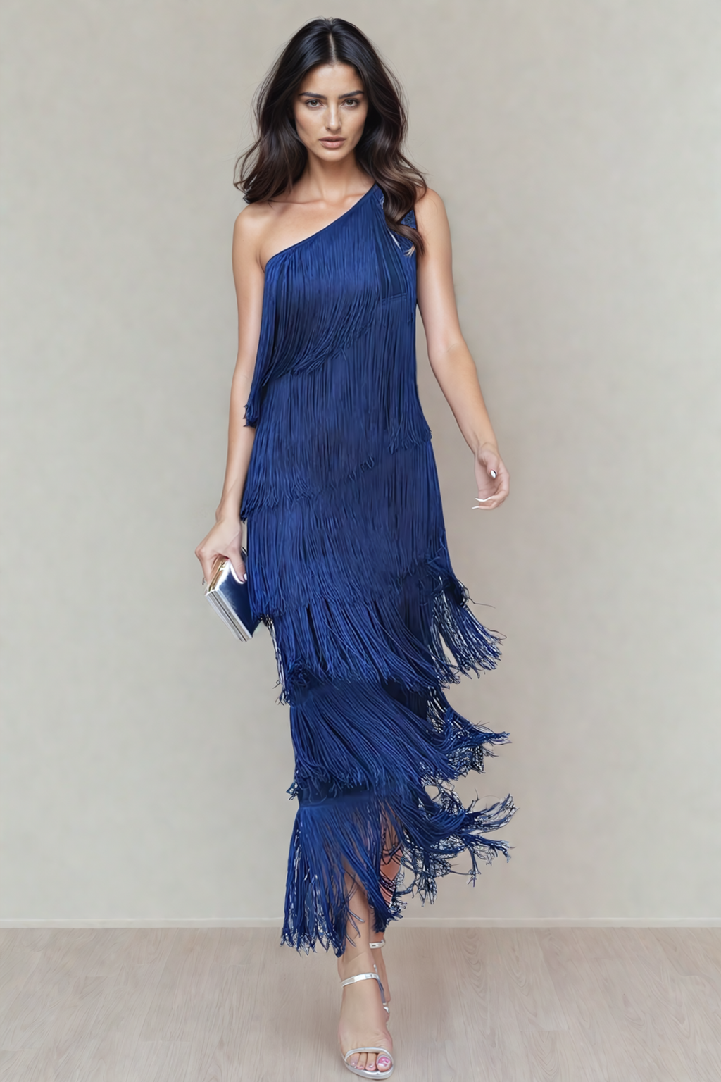 Fringe Dropped Shoulder Long Dress