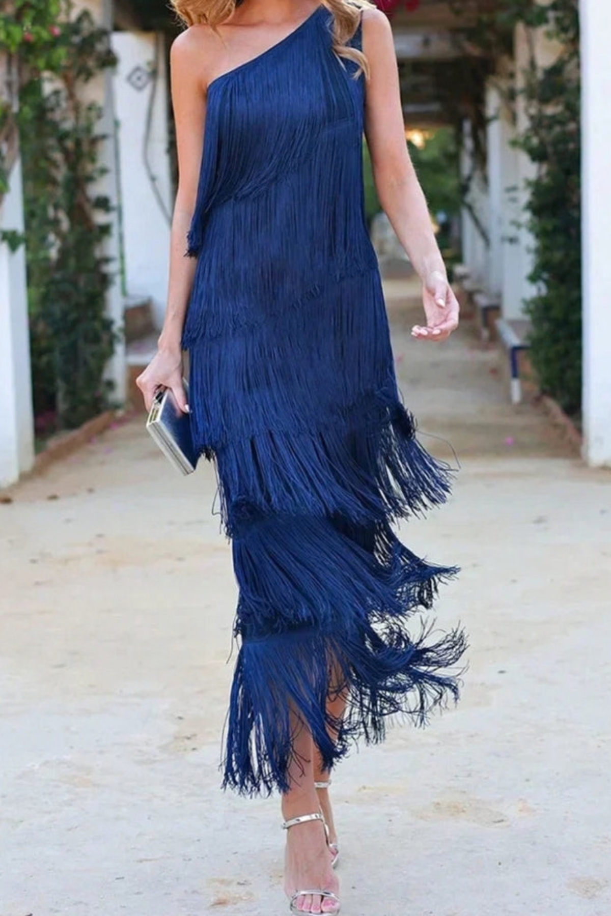 Fringe Dropped Shoulder Long Dress