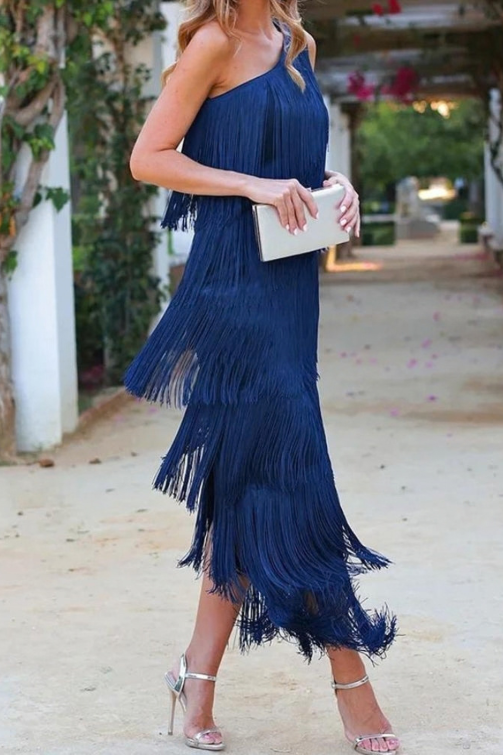 Fringe Dropped Shoulder Long Dress