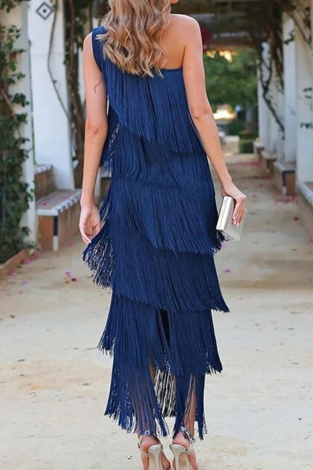 Fringe Dropped Shoulder Long Dress