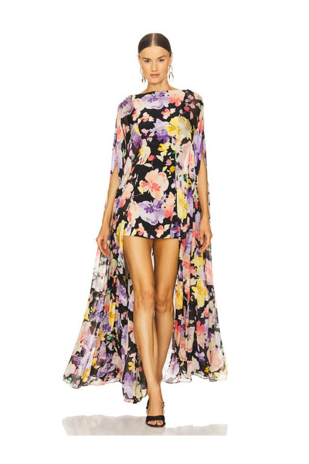 Garden Party Floral Cape Maxi Dress