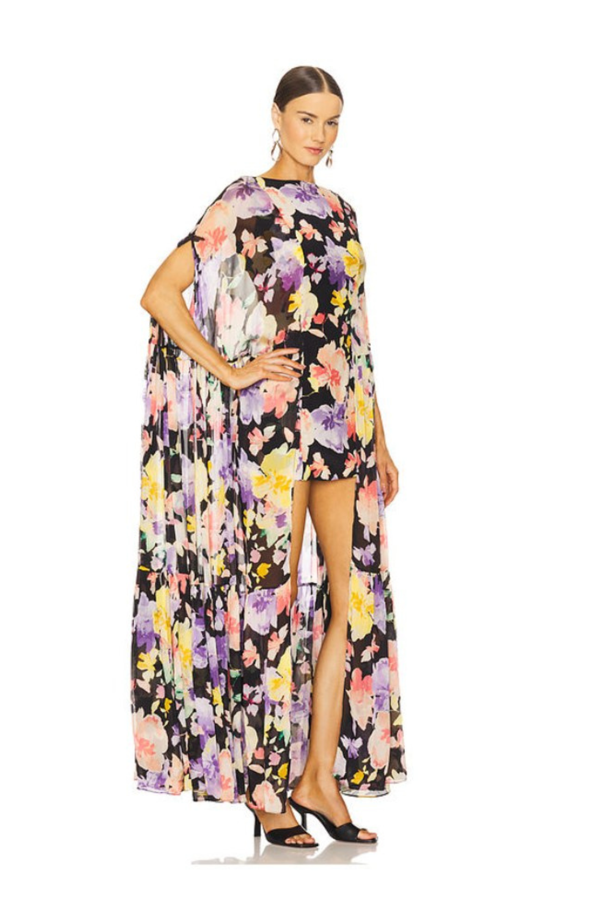 Garden Party Floral Cape Maxi Dress