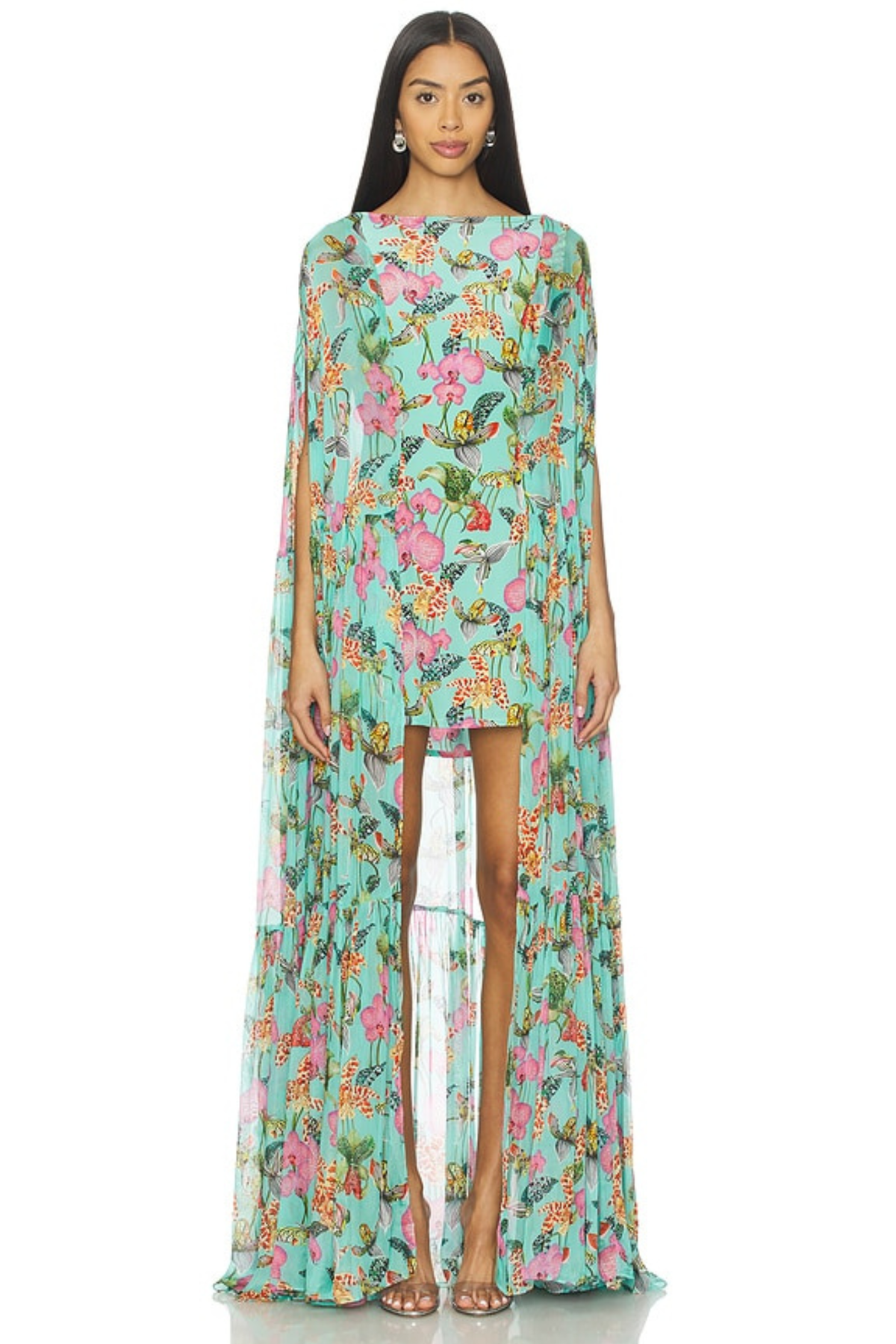 Garden Party Floral Cape Maxi Dress