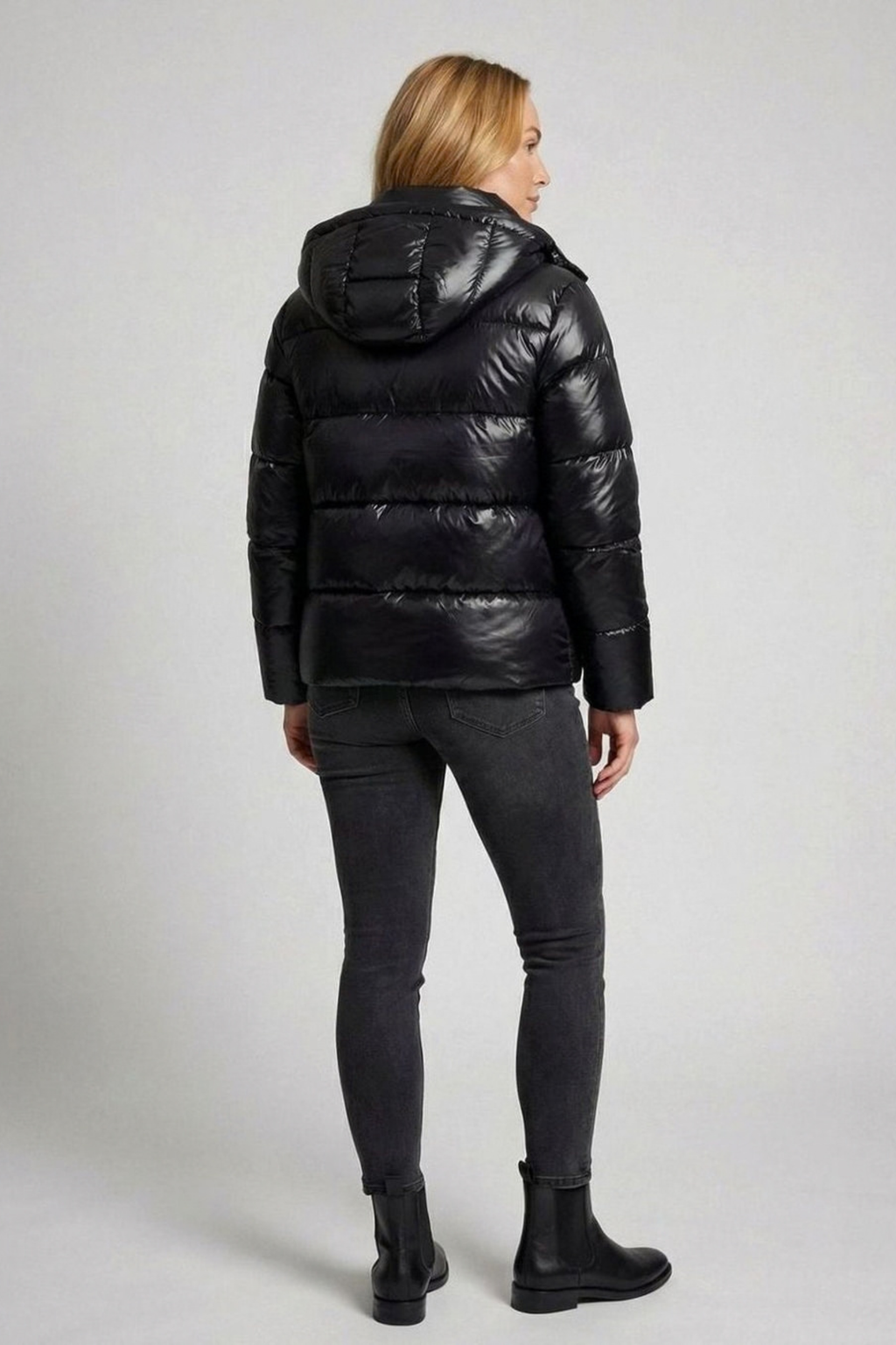 Glossy Hooded Quilted Jacket