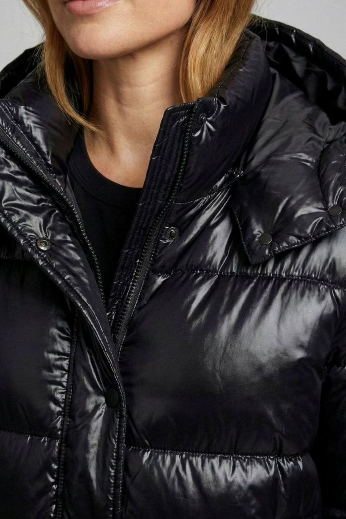 Glossy Hooded Quilted Jacket