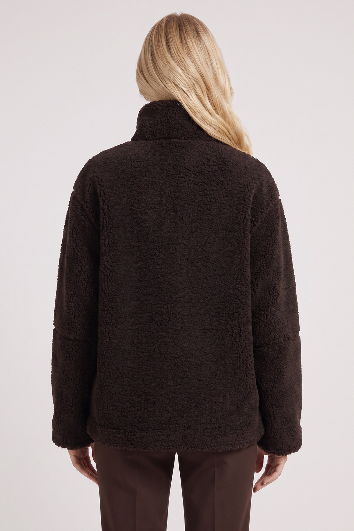 High Collar Zip Front Teddy Jacket