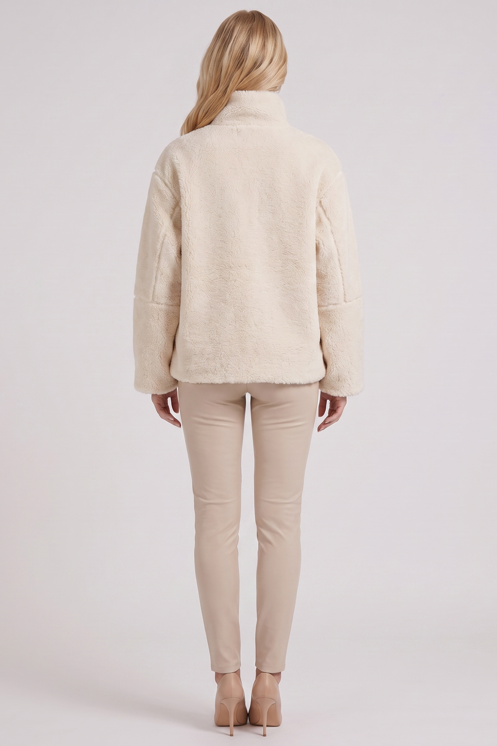 High Collar Zip Front Teddy Jacket