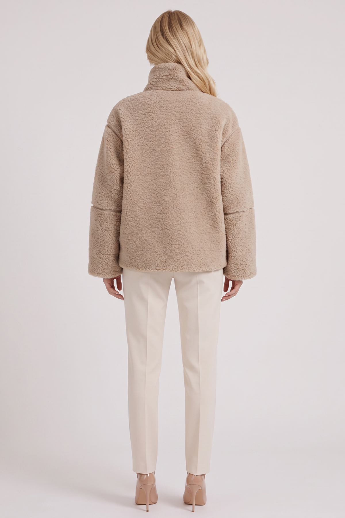 High Collar Zip Front Teddy Jacket