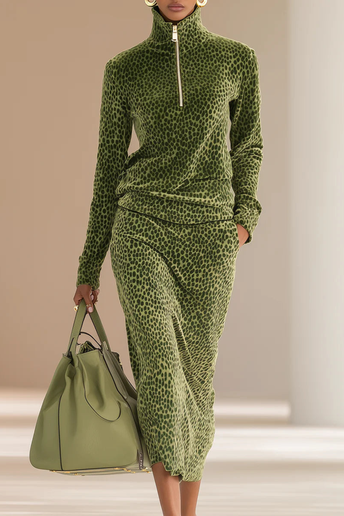 High Neck Two Piece Dress Set