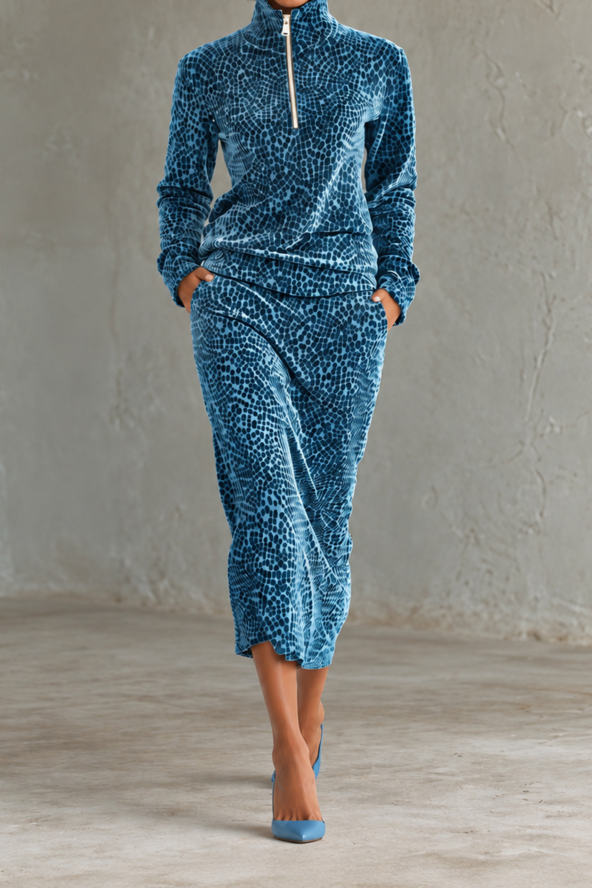High Neck Two Piece Dress Set