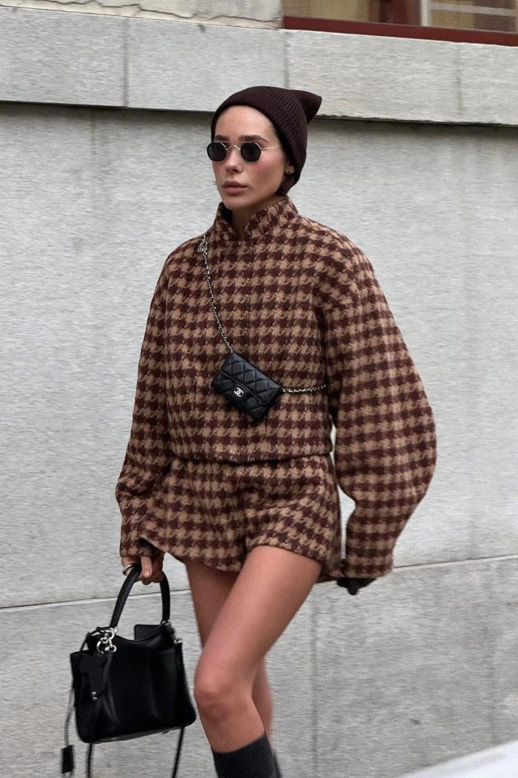 Houndstooth Zip Jacket and Shorts Set