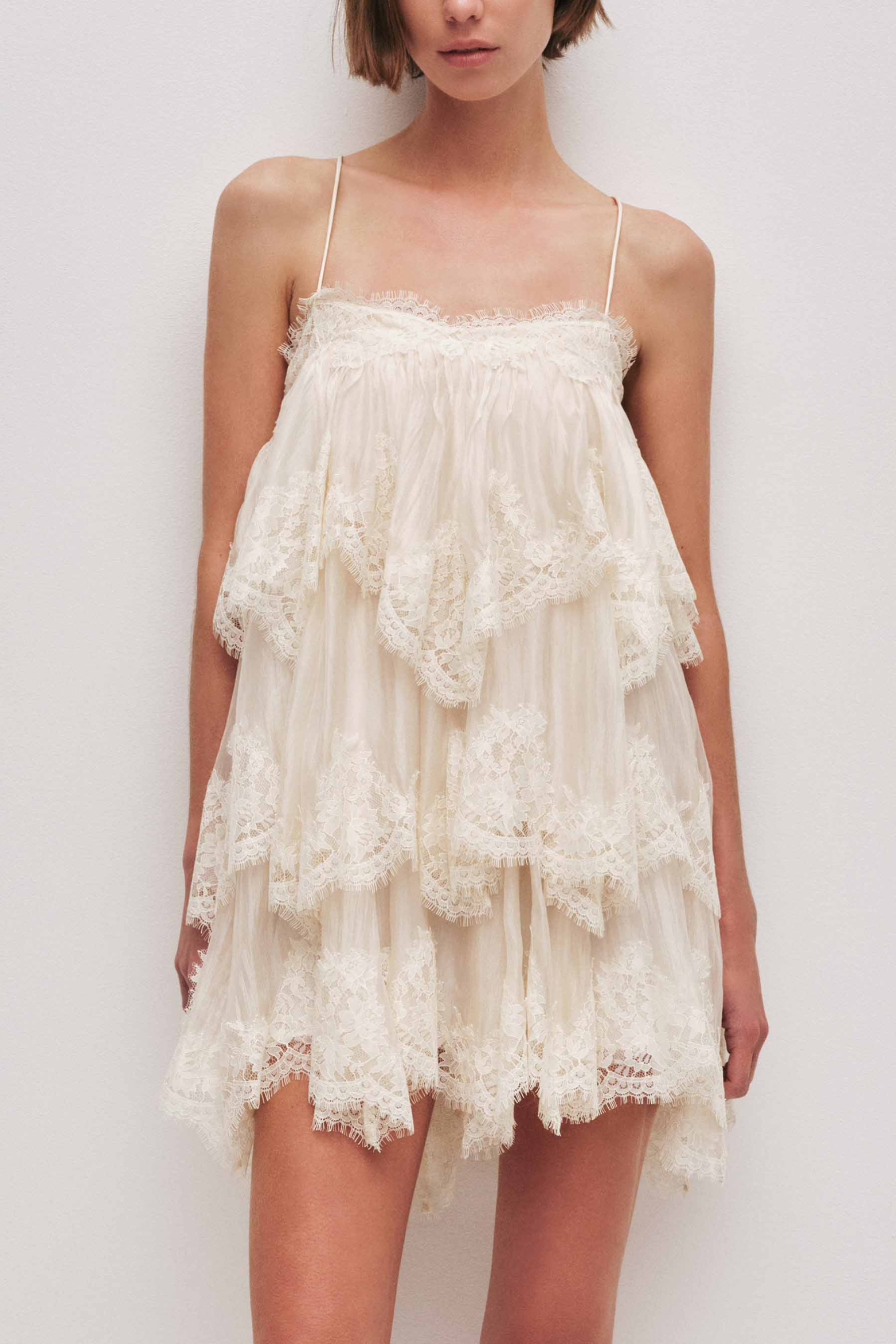 Lace Trim Layered Mini Dress