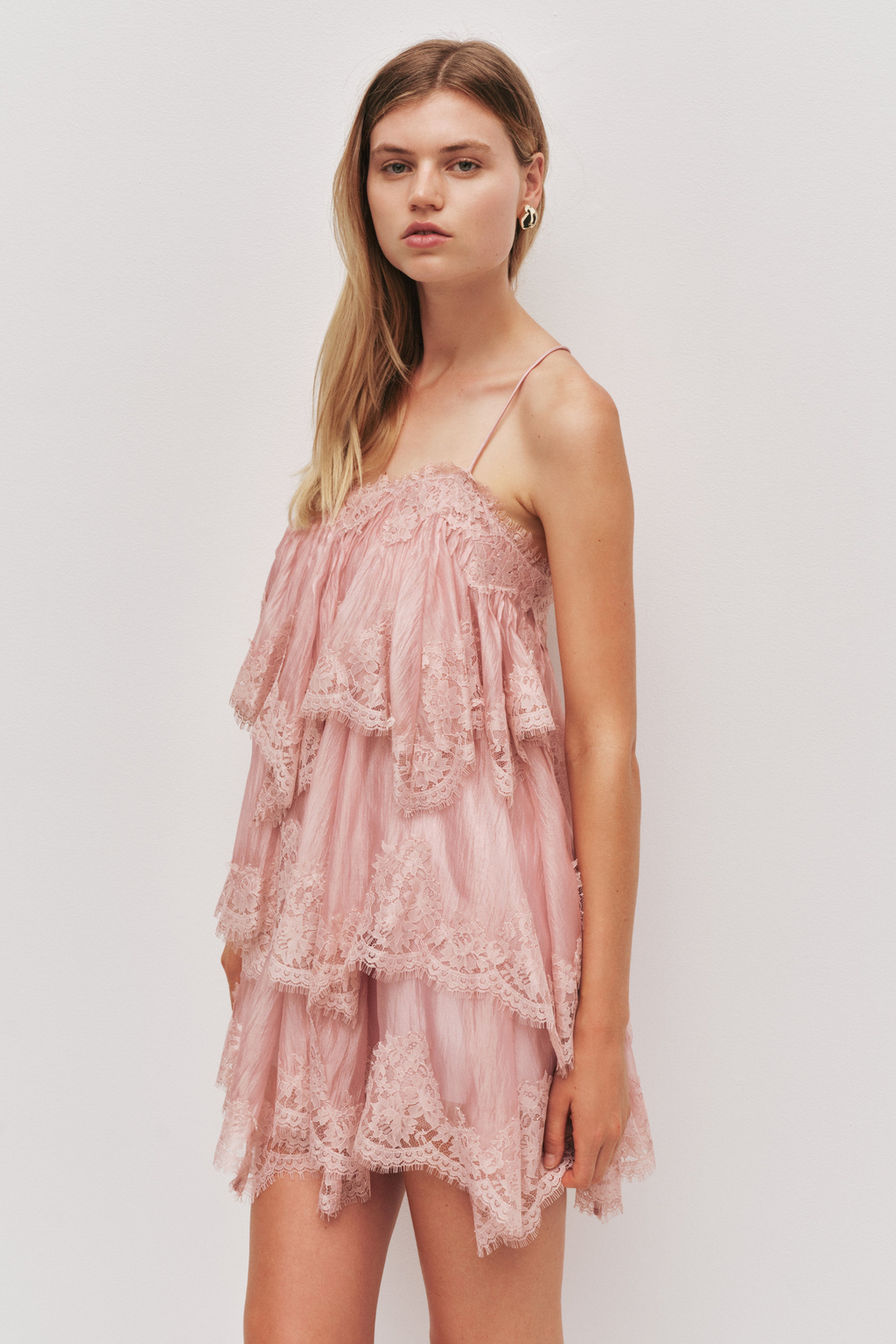 Lace Trim Layered Mini Dress