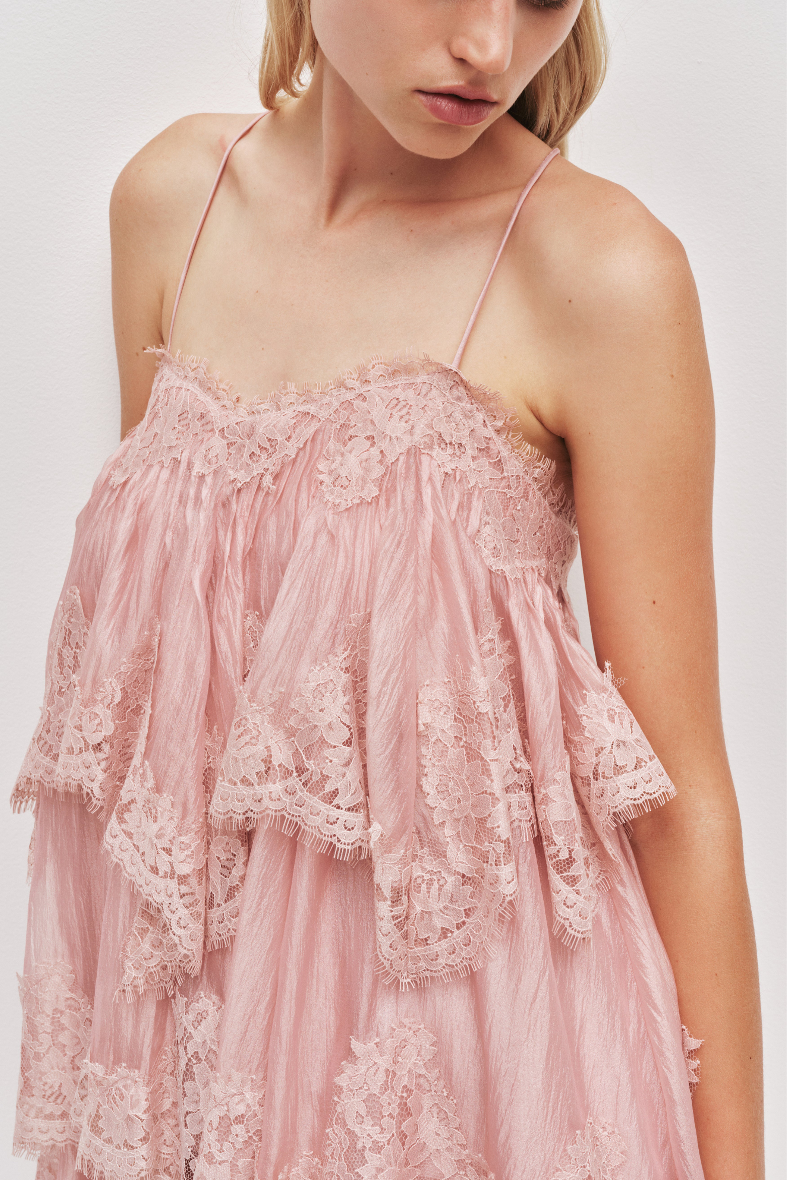 Lace Trim Layered Mini Dress