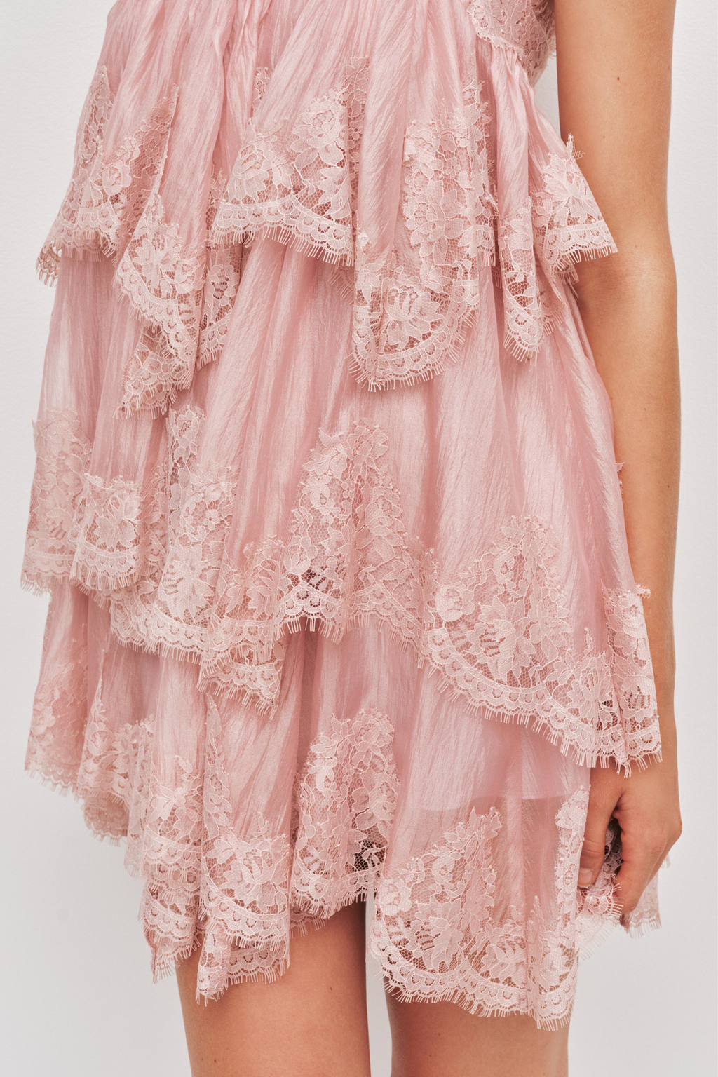 Lace Trim Layered Mini Dress