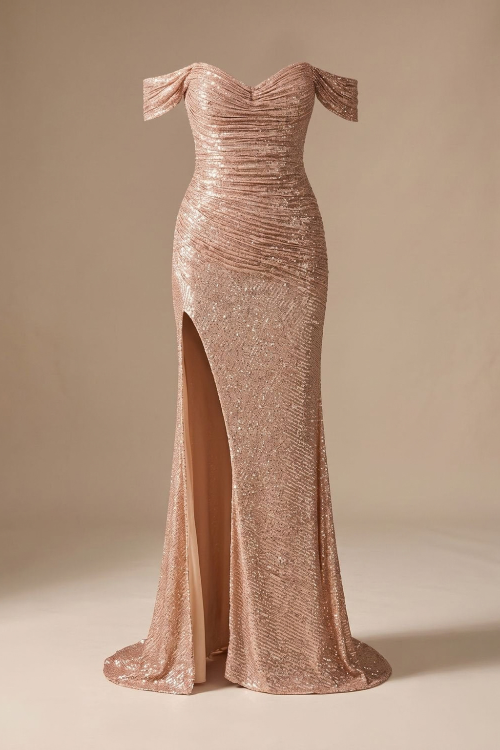Off Shoulder Sequin Mermaid Maxi Dress