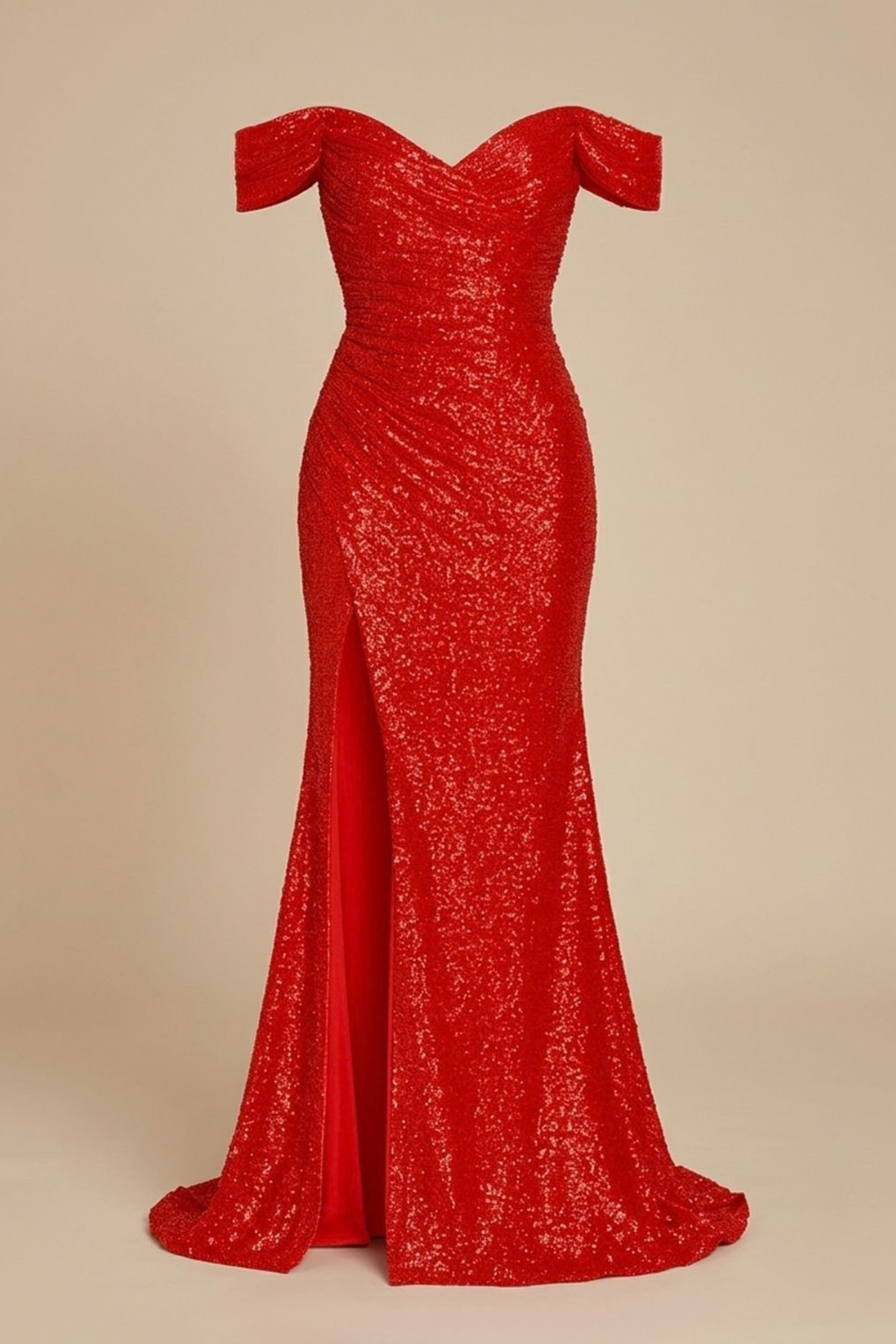 Off Shoulder Sequin Mermaid Maxi Dress