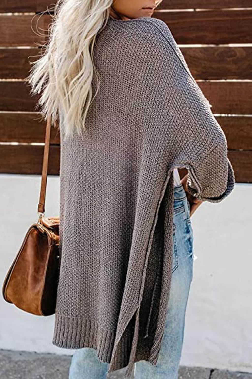 Long Sleeve Collarless Long Cardigan