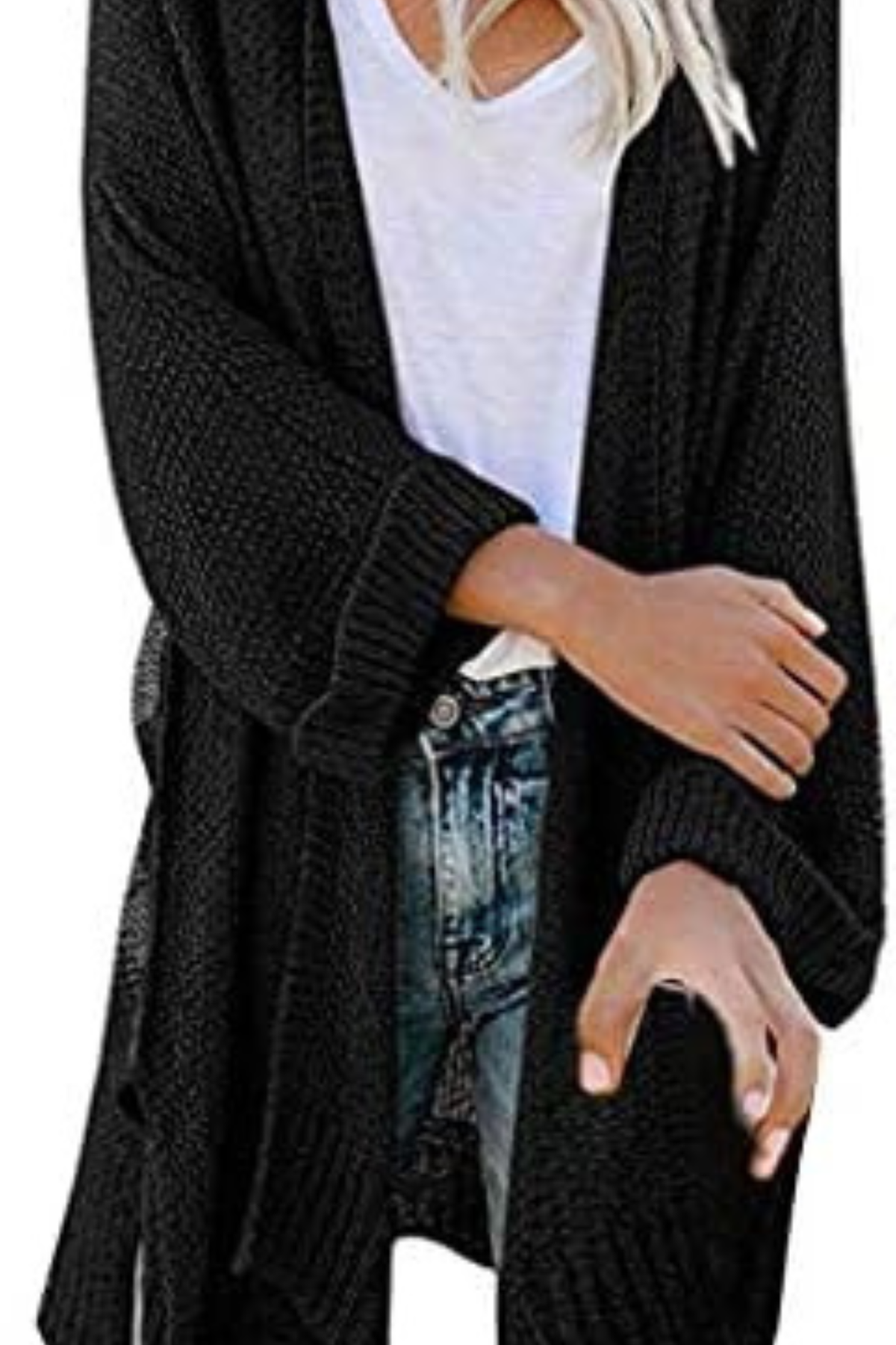 Long Sleeve Collarless Long Cardigan