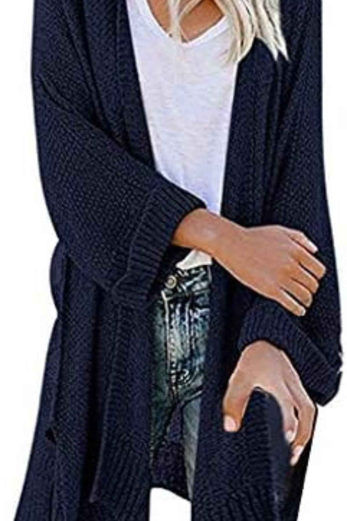 Long Sleeve Collarless Long Cardigan