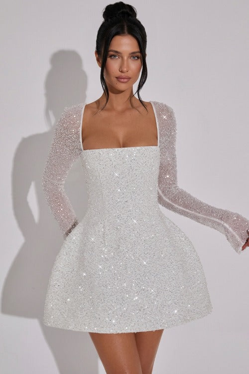 Long Sleeve Sequin Mini Dress