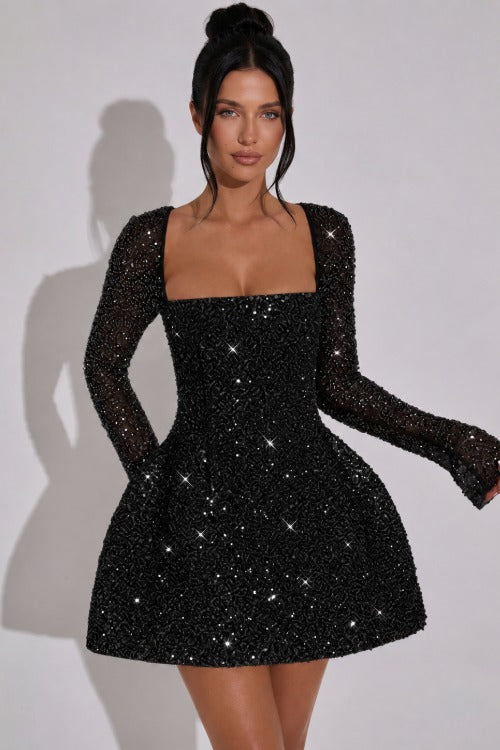 Long Sleeve Sequin Mini Dress