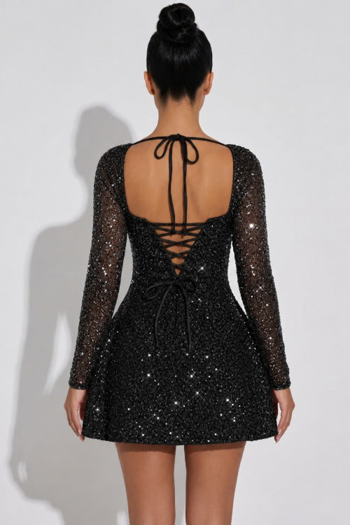 Long Sleeve Sequin Mini Dress