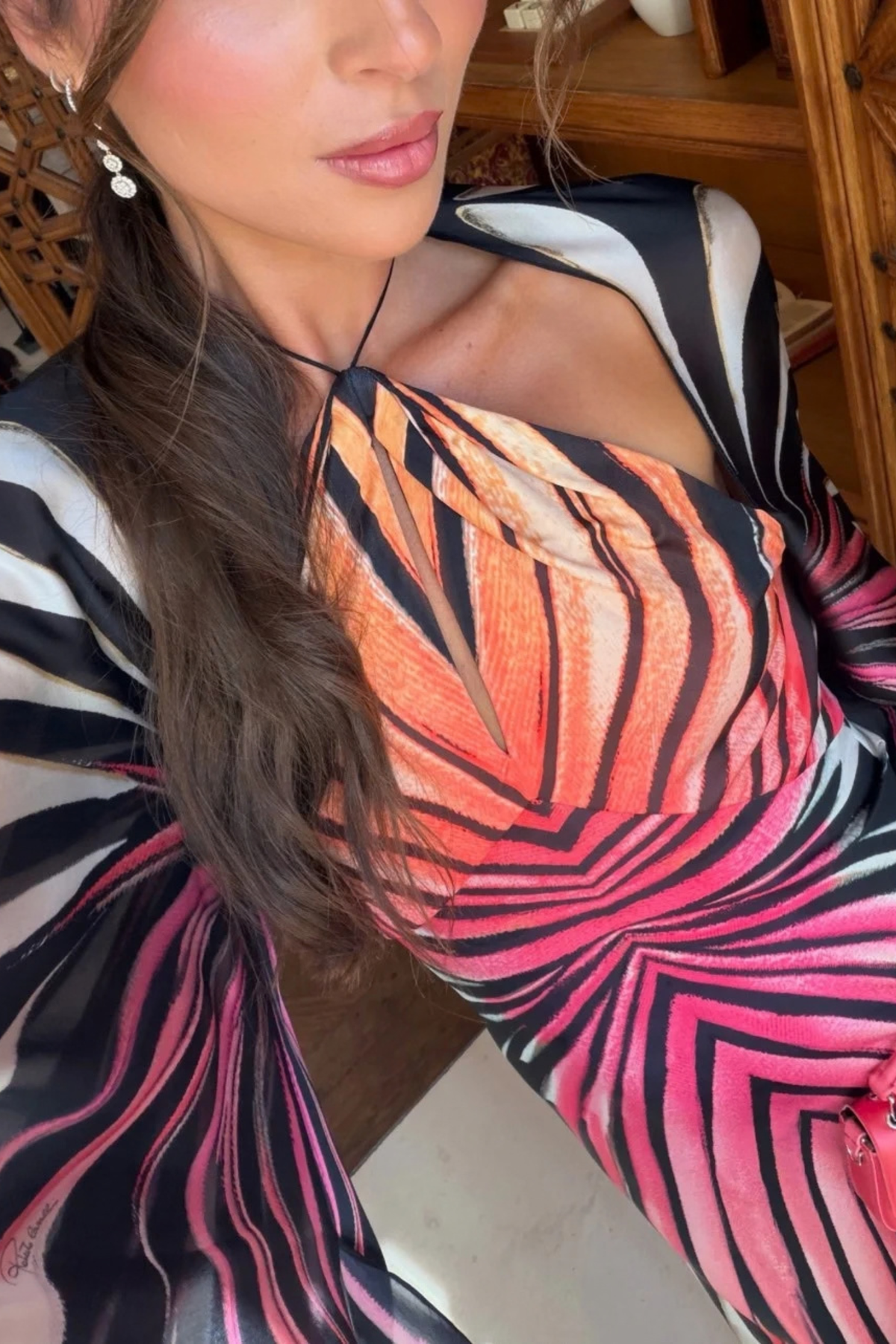 Ombre Butterfly Print Halter Maxi Dress