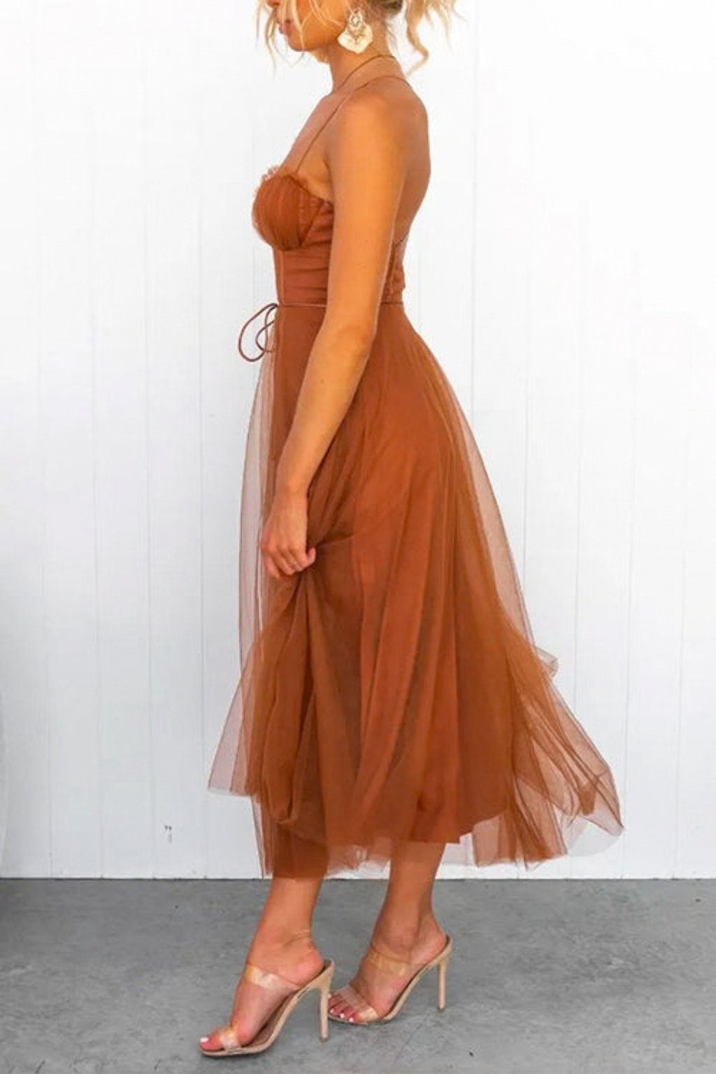 Open Back Waisted Swing Maxi Dress