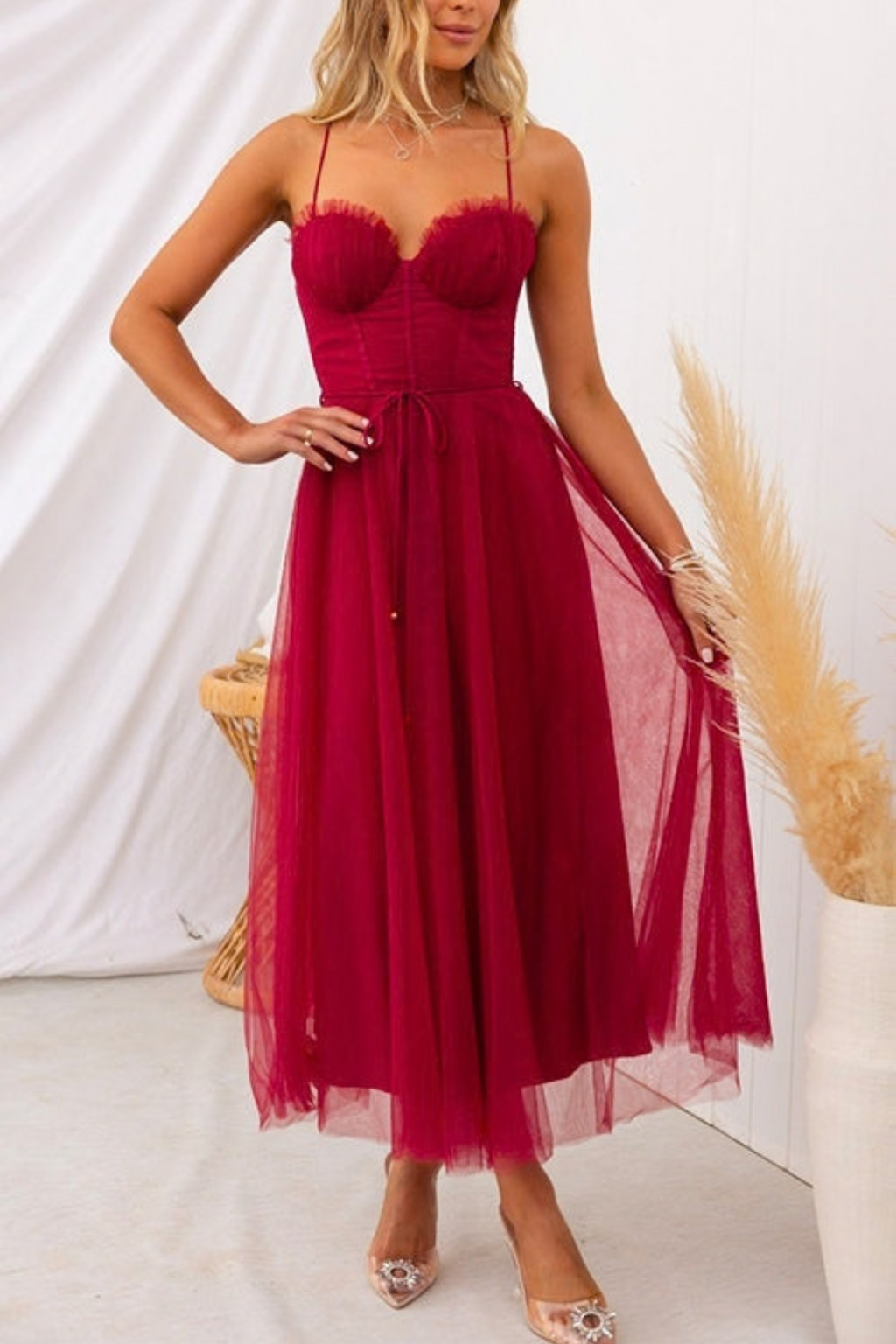 Open Back Waisted Swing Maxi Dress