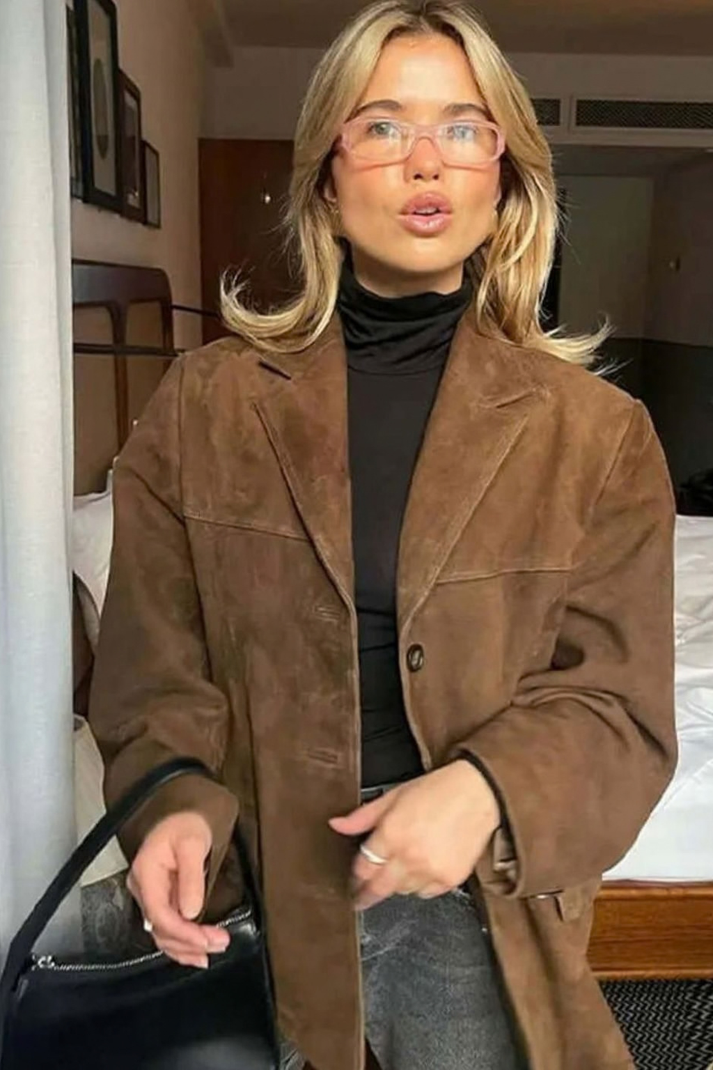 Oversized Single Button Notch Lapel Blazer