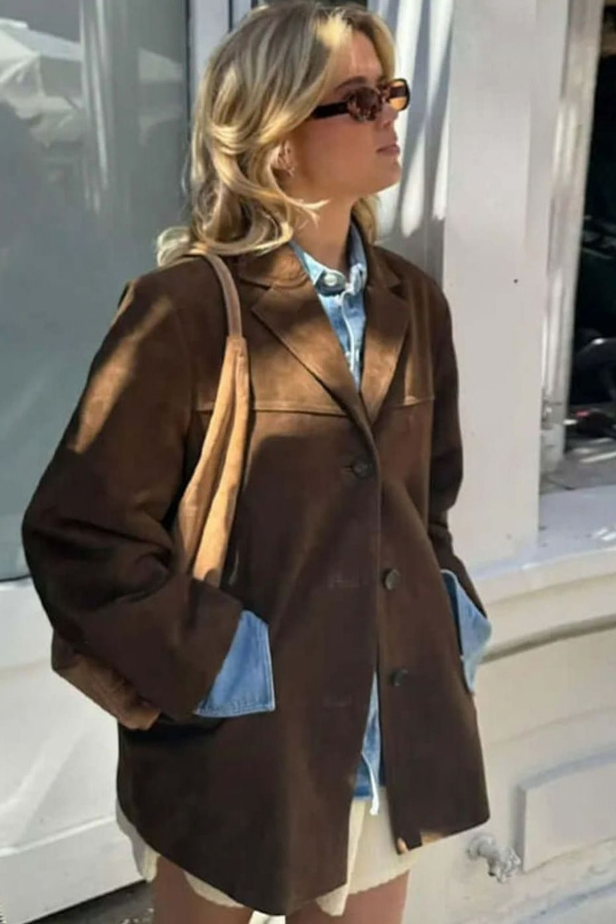 Oversized Single Button Notch Lapel Blazer