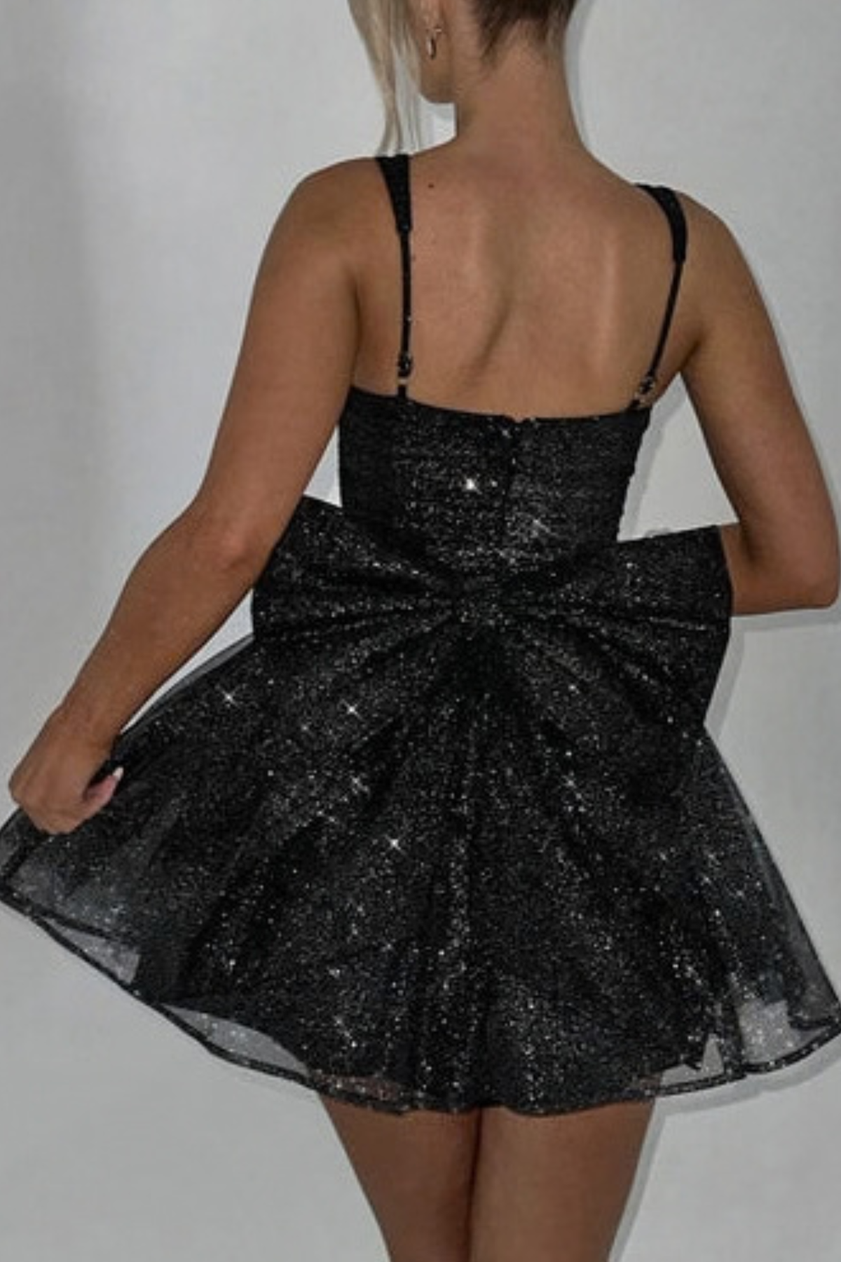 Pleated Bow Accent Mini Dress