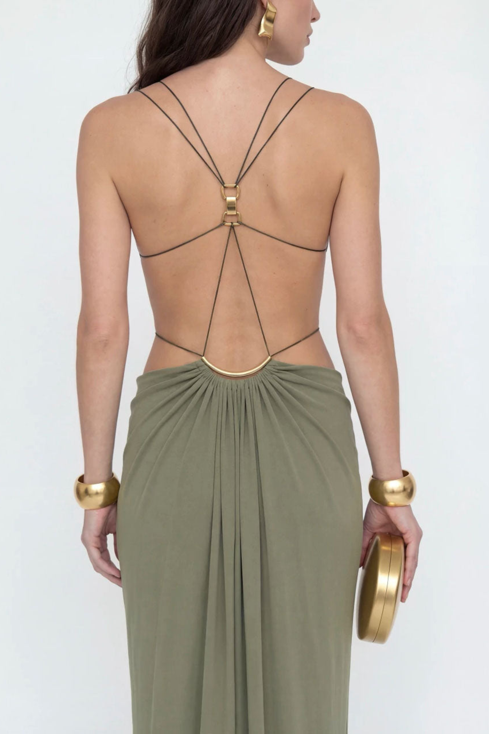 Plunge Cutout Evening Maxi Dress