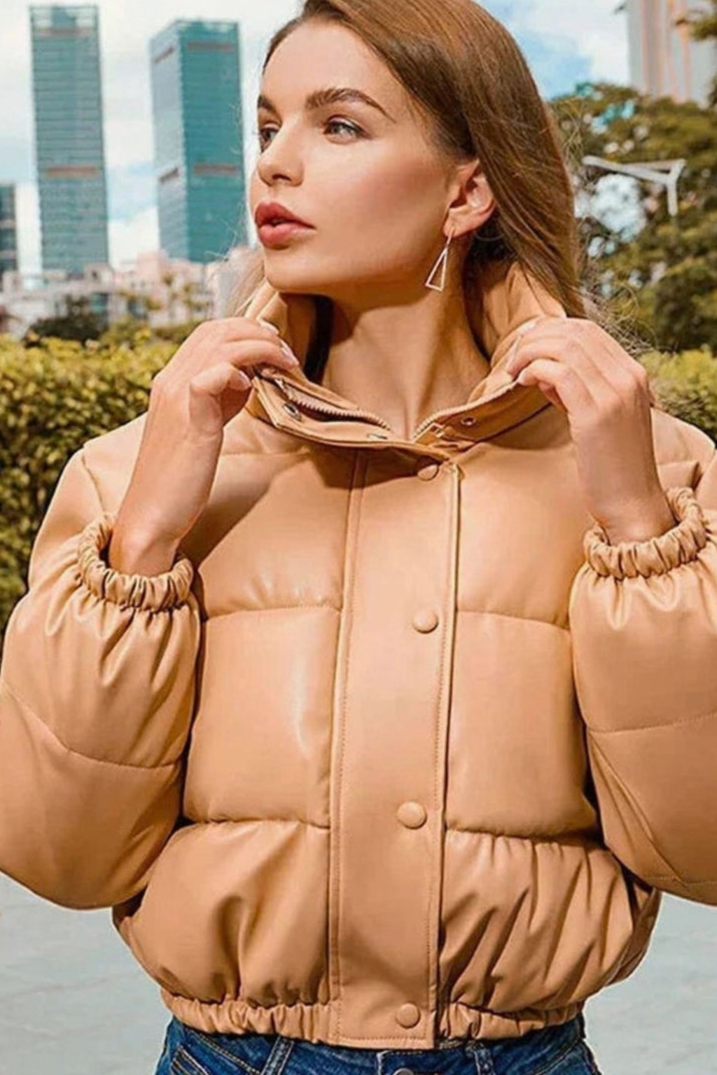 Quilted Cropped Hooded Puffer Jacket