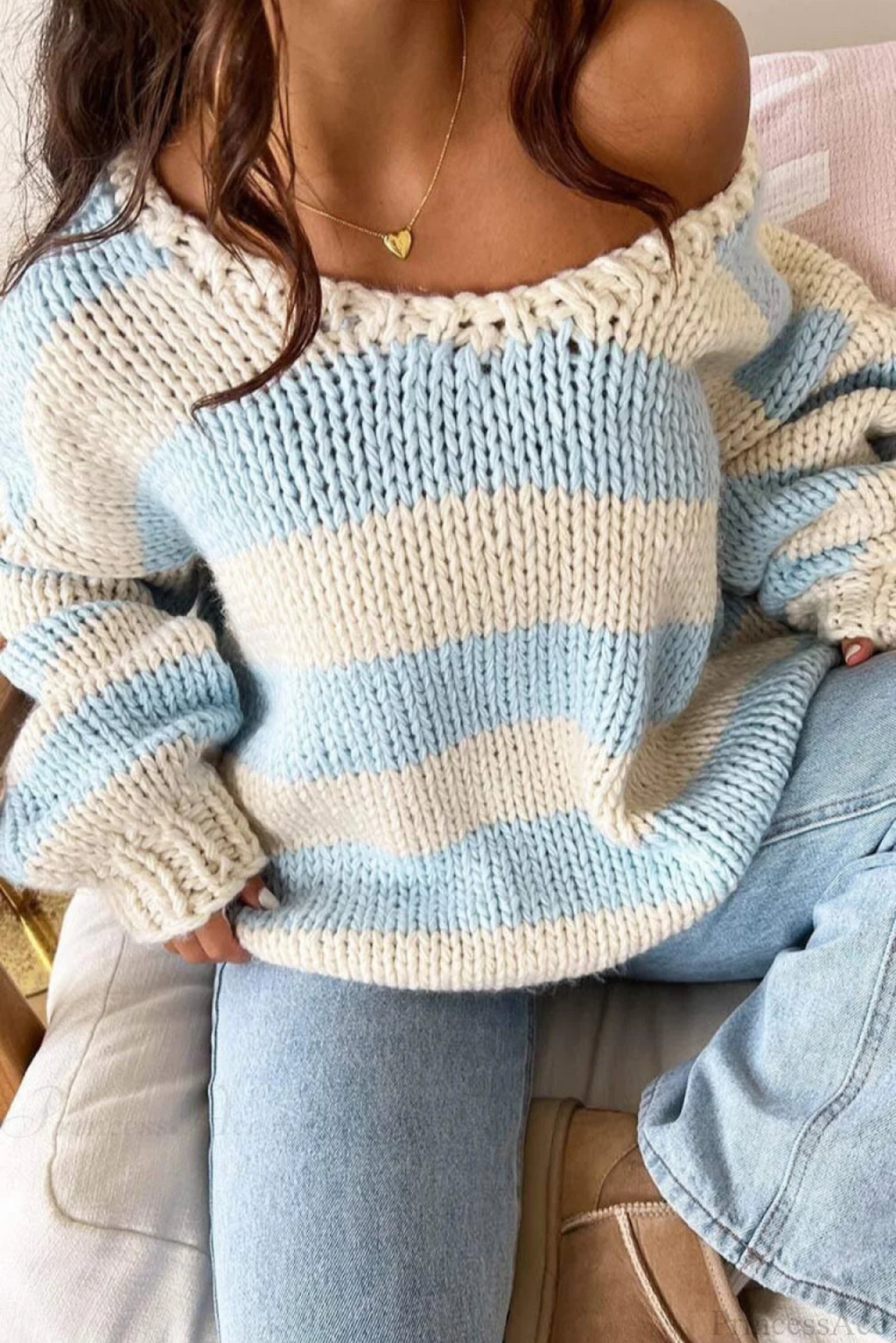 Relaxed Striped Colorblock V-Neck Sweater