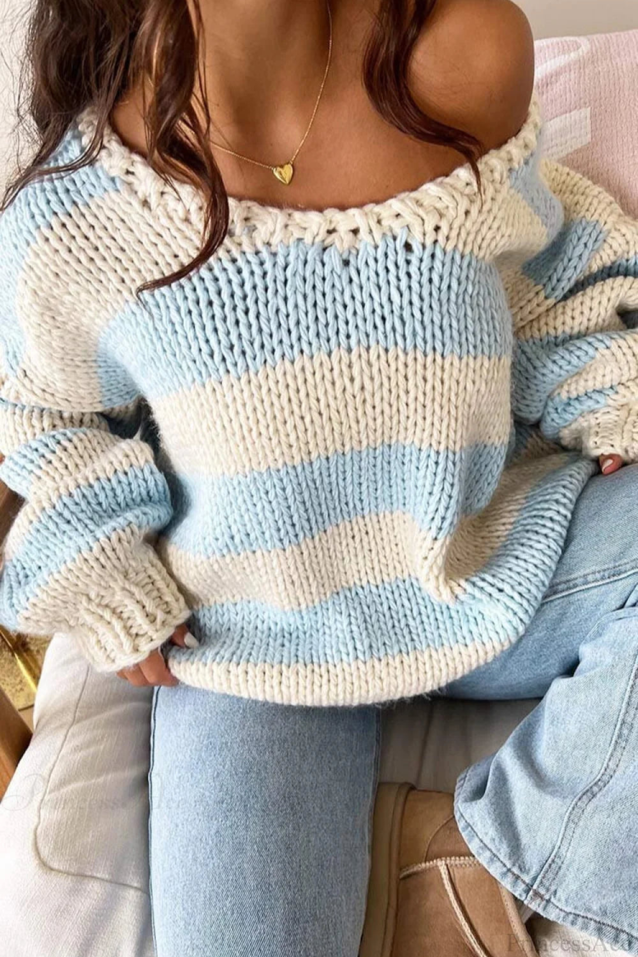 Relaxed Striped Colorblock V-Neck Sweater