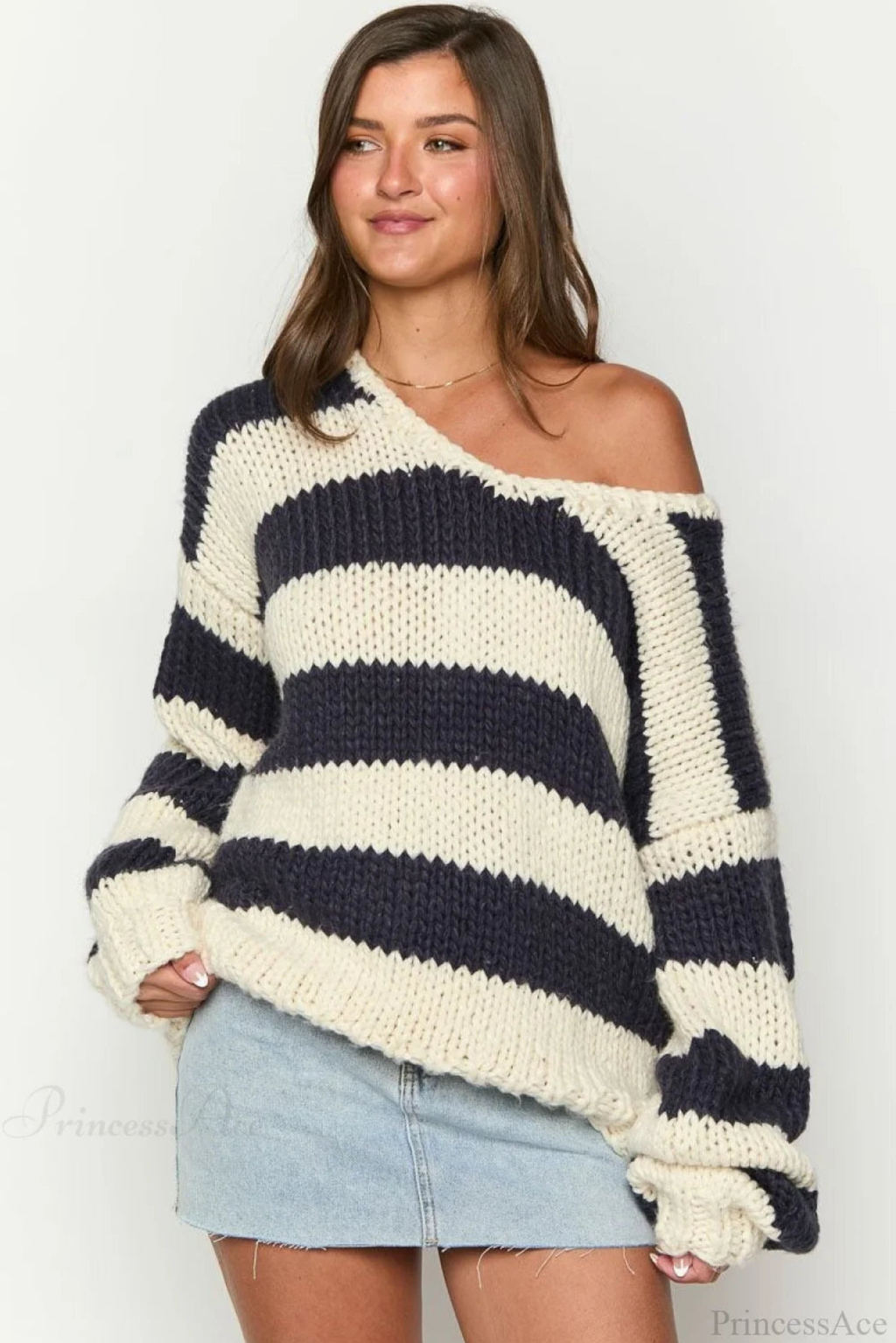 Relaxed Striped Colorblock V-Neck Sweater