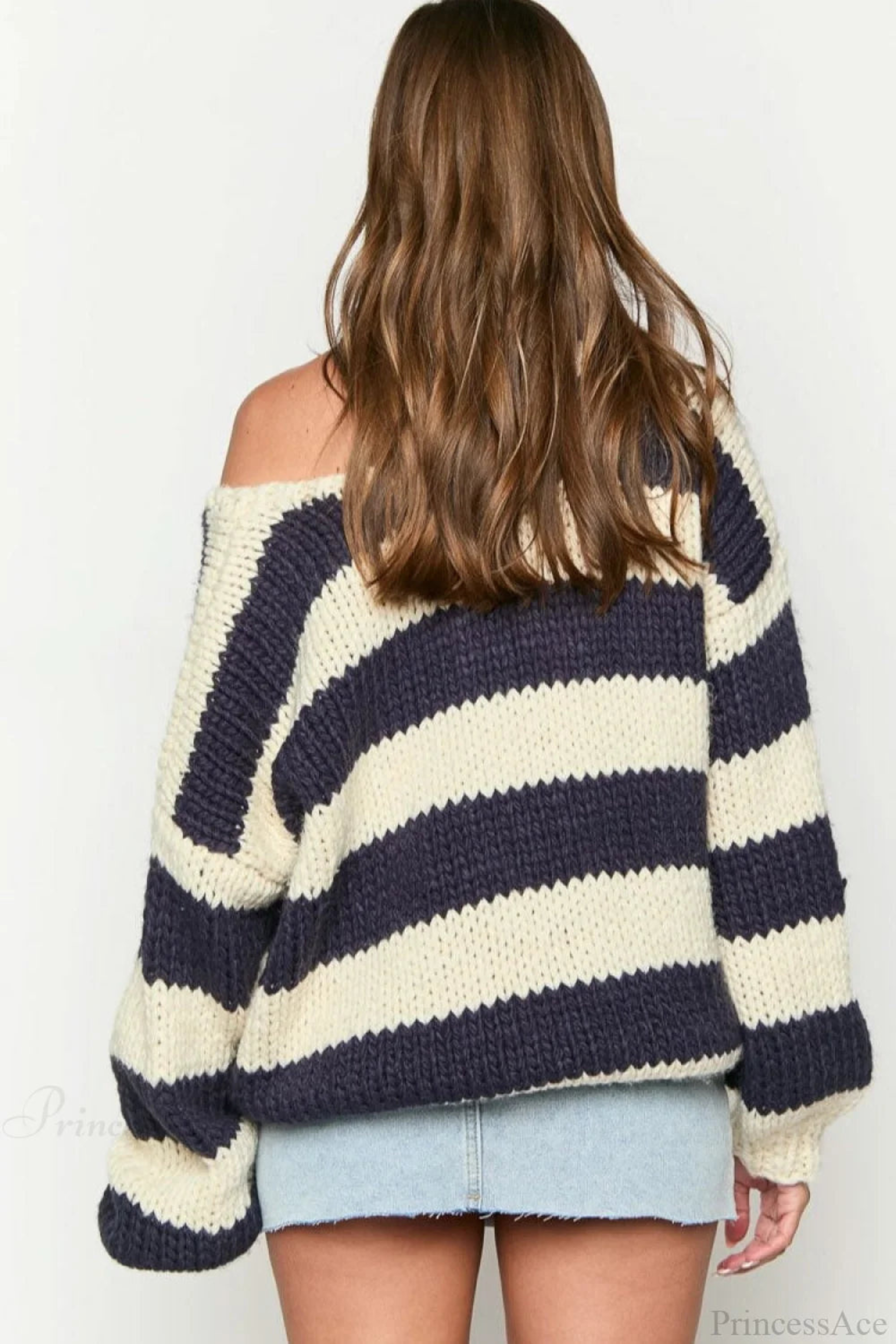 Relaxed Striped Colorblock V-Neck Sweater