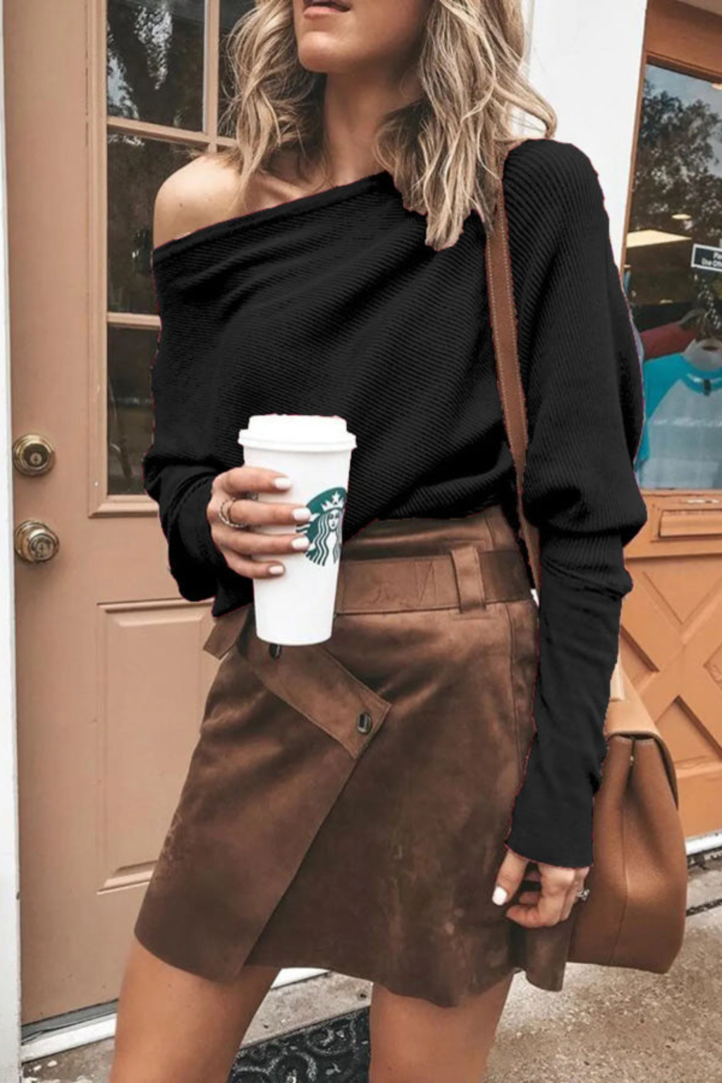 Ribbed Off Shoulder Top