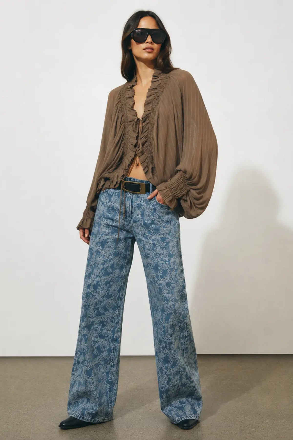 Romantic Ruffle Tie Front Blouse