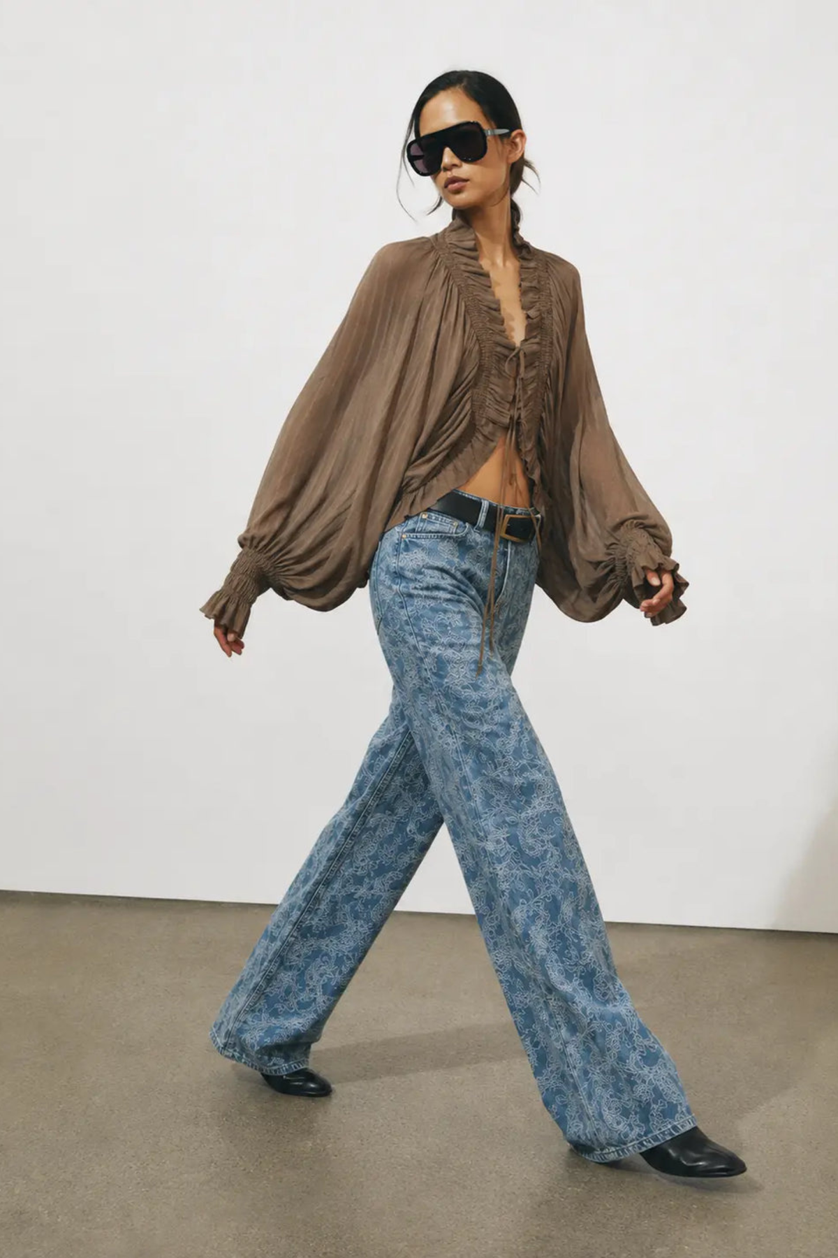 Romantic Ruffle Tie Front Blouse