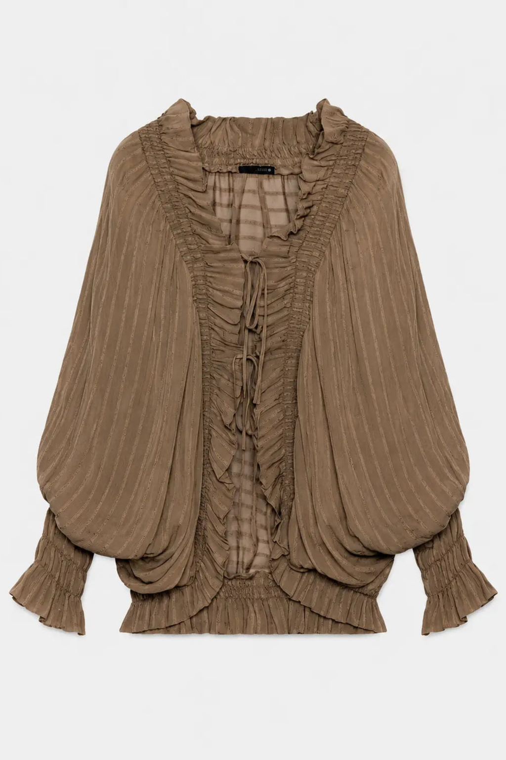 Romantic Ruffle Tie Front Blouse