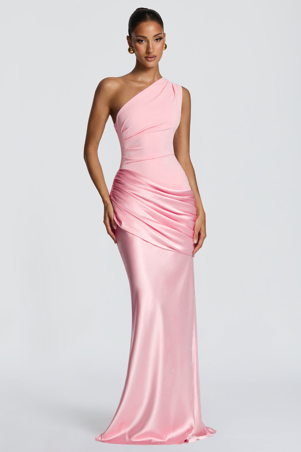 Ruched One Shoulder Maxi Dress