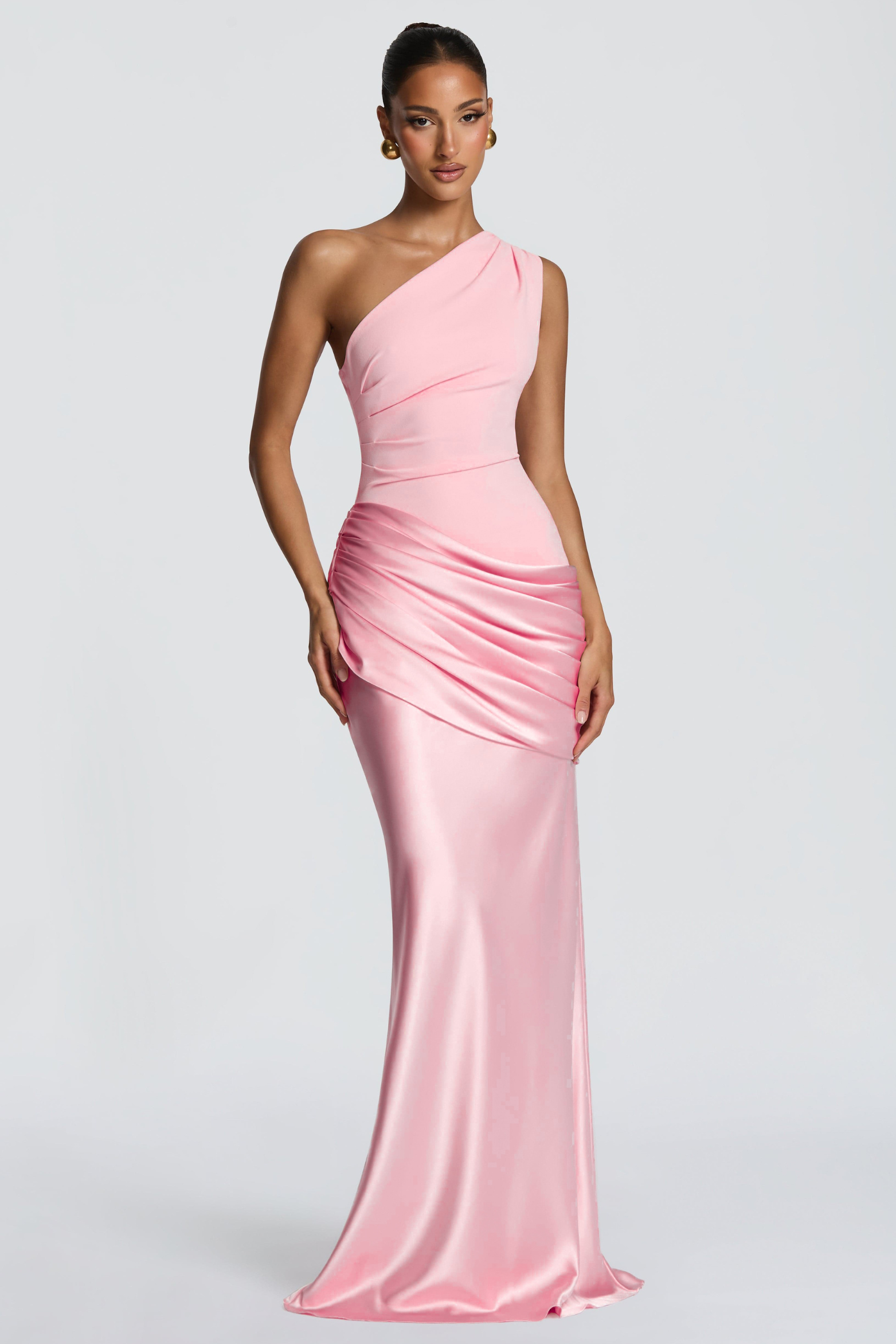 Ruched One Shoulder Maxi Dress